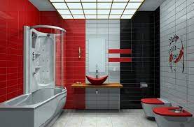 Using tiles in a mix of colors, shapes, and textures adds dimension to the small space. Bathroom Shower Tile Ideas Material Color And Pattern Home Interiors Bathroom Red Red Bathroom Decor White Bathroom Decor