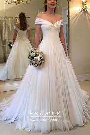 Beautiful wedding gown/dress made to fit your measurements! Off The Shoulder Pleated White Wedding Ball Gown Promfy