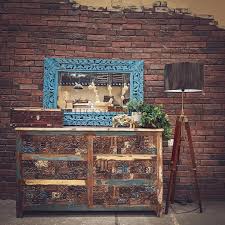 Recycle Design Drawchest Sky Blue Carved Mirror And Tripod Lamp Now Available For More Information Or To Place An Order K In 2020 Recycle Design Decor Tripod Lamp