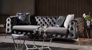Leather chesterfield sofas and suites. Casa Padrino Luxury Chesterfield Sofa Gray Silver 240 X 100 X H 72 Cm Living Room Sofa Chesterfield Living Room Furniture