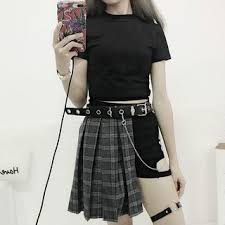 Linsi Short Sleeve Crop Top Plaid Mini Skirt Cutout Shorts Chained Belt Yesstyle Mini Skirts Plaid Mini Skirt Cutout Shorts