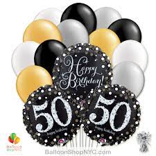 Check spelling or type a new query. 50th Sparkling Happy Birthday Mylar Latex Pearl Balloon Bouquet
