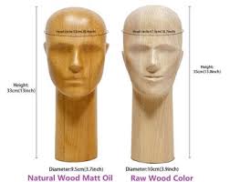 Wooden Head Mannequin, Female Men Solid Beech Wood Joint Piece Head Dummy,  Raw Natural Wood Color With Nose and Mouth Head for Earphone 1PCS