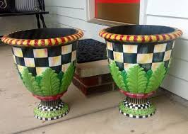 Black And White Outdoor Plant Pots Large Urn Planter Pot Black And White By Paintingbymichele 125 00 Whimsical Painted Furniture Painted Flower Pots Whimsical Furniture