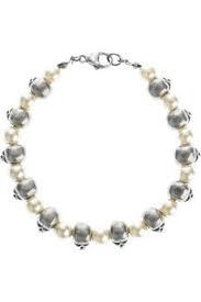 silver pearl and skull bracelet tom binns skull bracelet pearls bracelets