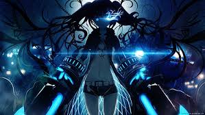 Anime, anime girls, blue eyes, dark hair, flower in hair, hatsune miku. Hd Wallpaper Black Rock Shooter Anime Anime Girls Blue Eyes Glowing Eyes Wallpaper Flare