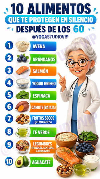 Después de los 60, una buena alimentación es clave para mantener la energía  y proteger tu salud. 🥑🍵 Estos alimentos nutritivos ayudan a fortalecer el  corazón, el cerebro y el sistema inmunológico
