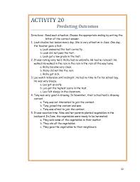 32 Activity 20 Predicting Outcomes Directions Read Each Situation Choose The Appropriate En First Grade Reading Comprehension Predictions Making Predictions