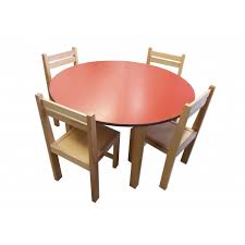 Find new kids' table & chair sets for your home at joss & main. Kids Wooden Round Table And 4 Chair Set Red Top Phd London Uk