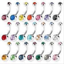 10 Pcs Piercing Navel Surgical Steel Single Rhinestone Belly Button Rings Navelpiercing Pierc Belly Rings Stud Belly Button Piercing Jewelry Belly Button Rings
