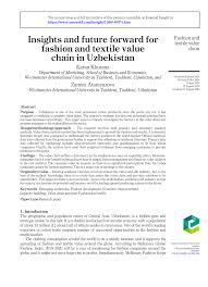 Site does not host any. Pdf Insights And Future Forward For Fashion And Textile Value Chain In Uzbekistan