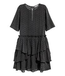 Dress With Eyelet Embroidery Nearly Black Women H M Us Fashion Short Sleeve Mini Dress Hm Dress