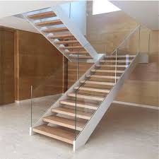 See more ideas about stairways, stairs, staircase. Double Stainless Steel Beam U Shape Wooden Staircase Design With Frameless Glass Railing Living Room Sets Aliexpress