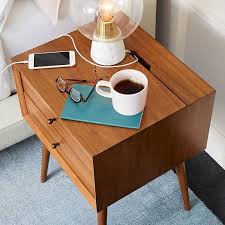 With 3 drawers, these tables provide practical storage space in the living room or dining room. Arne Bed Leather Cushion Queen Walnut West Elm Mid Century Nightstand Modern Furniture Furniture Trends