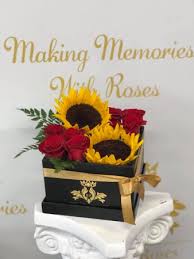 Bouquet of sunflowers, roses and wildflowers. Box Of Roses Sunflowers 20x20 Box Of Roses And Sunflowers In Harlingen Tx Royalty Roses