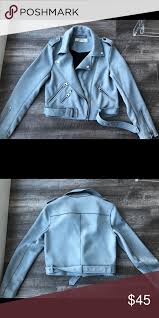Zara Baby Blue Gray Suede Moto Jacket Suede Moto Jacket Jackets Moto Jacket