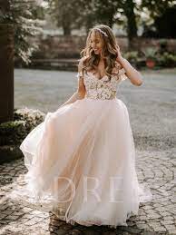 Appliques Beading A Line Garden Wedding Dress 2020 Lace Applique Wedding Dress Top Wedding Dresses Garden Wedding Dresses
