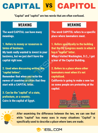Maybe you would like to learn more about one of these? Capital Vs Capitol How To Use Capitol Vs Capital In Sentences 7esl