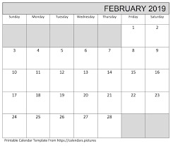 Feb 2019 Calendar With Holidays Free Download Monthly Calendar Template 2019 Calendar Calendar