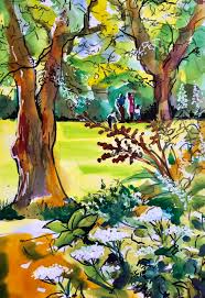 Plein Air Painting Pen And Inktence Wash Gardens At Beningbrough Hall By Jean Larcum Plein Air Paintings Painting Acrylic Painting