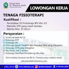 Loker rsu raden mattaher jambi. Lowongan Kerja Tenaga Fisioterapi Rs Theresia Jambi Facebook