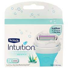 Top blades shave up, while bottom blades shave down. Schick Intuition Refill Razors X3