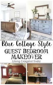 Blue Cottage Style Guest Bedroom Makeover Reveal Bless Er House Guest Bedroom Makeover Bedroom Makeover Guest Bedroom