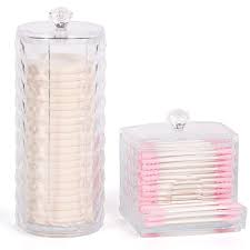 Read customer reviews and common questions and answers for rebrilliant part #: Weltrxe Makeup Organizer Set Clear Acrylic Cotton Pad Container Cotton Buds Dispenser With Lid Cotton Swabs Holder Container Bathroom Storage Buy Online In Qatar At Qatar Desertcart Com Productid 106816352