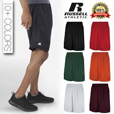 details about russell athletic mens gym jogging 100 polyester mesh shorts with pockets 651afm