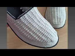 41 42 No Kece Taban Uzerine Erkek Ev Babeti Patik Yapimi Crochet Evdekalturkiye Youtube In 2020