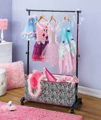 Beautiful dress up costume for princesses. New Girls Rolling Clothes Rack W Storage Bins Dress Up Costumes Peace Or Zebra Dress Up Clothes Storage Diy Clothes Rack Clothing Rack