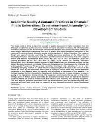 Pdf Academic Quality Assurance Practices In Ghanaian Public Universities Experience From University For Development Studies