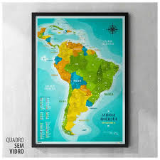 O continente oferece ao viajante um repertório completo de atrações naturais, como a maior floresta tropical do mundo (amazônia), o maior rio do mundo (amazonas). Quadro Mapa America Do Sul E Central Pins Alfinetes P Marcar Viagens Viagema Loja Dos Viajantes