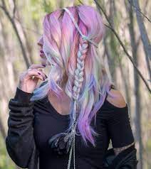 40 Iridescent Holographic Hair Coloring Ideas To Make Your Hair Resemble A Pastel Colored Rainbow Holographic Hair Rainbow Hair Color Braided Hairstyles For Wedding