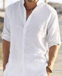 Man White Linen Shirt Beach Wedding Party Special Occasion Etsy In 2021 White Shirt Men Linen Shirt Men Beach Outfit Men