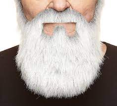 Mustaches fake beard, self adhesive, novelty, small nobleman false facial hair, costume accessory for kids, gray with white color. White The Self Adhesive Beard And Moustache Of An Old Man With Grey Amazon De Bekleidung