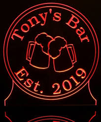 Tonys Bar Sign Acrylic Lighted Edge Lit Led Sign Light Up Plaque Full Size Made In Usa Valley