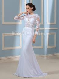 ☎ 01 42 61 36 09. Robe De Mariee Sirene Dos Nu 3 4 Manches En Dentelle Et Satin Robe2012606 Robedumariage Com