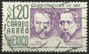 Stamp: Leon Guzmán (1821-1884), Ignacio Ramírez (1818-1879)  (Mexico(Constitution from 1857) Mi:MX 1066Xy,Sg:MX 950a 📮