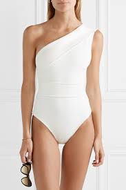 White Maria One Shoulder Stretch Crepe Swimsuit Haight Shoulder Stretch Long Torso Swimsuits One Shoulder Swimsuit