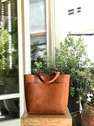 Nwt coach mini shoulder bag ❤️. Medium Camel Leather Tote Bag With Large Outside Pocket Cap Sa Sal Bag With Pocket Handmade Vermut Atelier