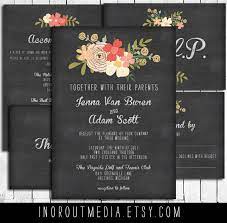 Rustic Wedding Invitation Suite Vintage Floral Chalkboard Casual Weddi Chalkboard Wedding Invitations Wedding Invitations Rustic Floral Wedding Invitations