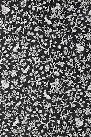 Black and white floral pattern wallpaper. Fox And Hare Black White Floral Wallpaper