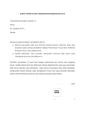 Surat pernyataan keabsahan dan kebenaran dokumen yang bertanda tangan dibawah ini : Surat Pernyataan Kebenaran Keabsahan Data Yang