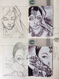 Starbucks Sketch Cards By Aminamat Deviantart Com On Deviantart Cards Sharpie Fine Art