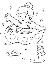 Beach Vacation Cute Little Girl Swimming On The Beach Coloring Page Summer Coloring Pages Summer Coloring Sheets Beach Coloring Pages