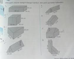 Jadi, volume gabungan bangun ruang tersebut adalah. Hitunglah Volume Bangun Bangun Berikut 1 5 Brainly Co Id