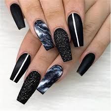 Just check out our favorite cute coffin nails designs variety between nude, pink and white ombre, yellow matte, white with rhinestones, gucci coffin nail designs, baby pink coffin nails, marble coffin nails, colorful coffin nails, purple coffin nails, black coffin nails, and red acrylic coffin nails. Black Coffin Shaped Nails With Marble Design Love This Marble Nail Designs Holographic Nails Coffin Nails Designs