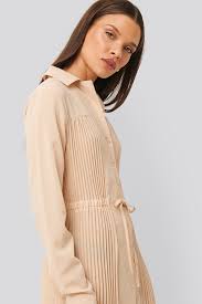 Pleated Maxi Dress Beige Na Kdlounge Com
