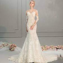 Check spelling or type a new query. Sexy Champagner Brautkleider 2018 Mermaid Mit Spitze Blumen Perle Rundhalsausschnitt Lange Armel Kapelle Schleppe Hochzeit